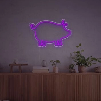 Brighten Up Any Space - Home, Bar, or Office with the Pig Line Drawing LED Neon Sign.