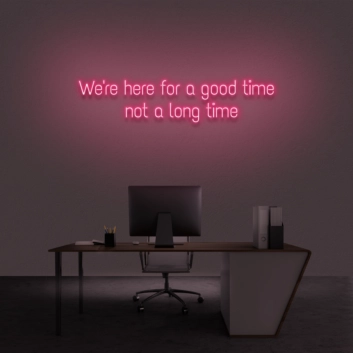 &#39;We're here for a good time, not a long time&#39; Neon sign