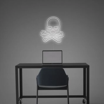 Brighten Up Your Bar or Halloween Bash: Skull With Bones LED Neon Sign Adds a Spooky Glow.