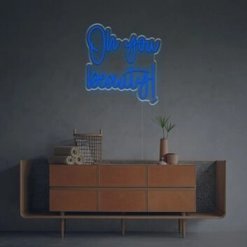 Elevate Your Space: Oh You Beauty LED Neon Sign for Trendy Home Decor, Vibrant Office Settings, and Chic Bar Ambiances.