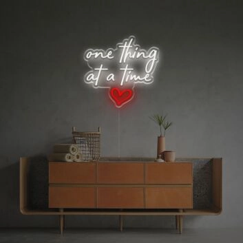 Brighten Up Your Office, Bar, or Home Decor with the One Thing At A Time LED Neon Sign.