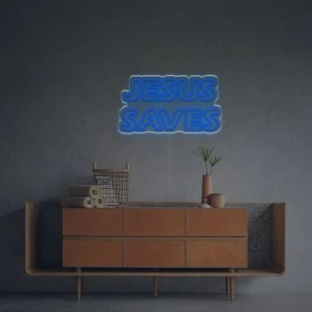 Brighten Your Spiritual Space: Jesus Saves LED Neon Sign for Home, Church, and Religious Celebrations.