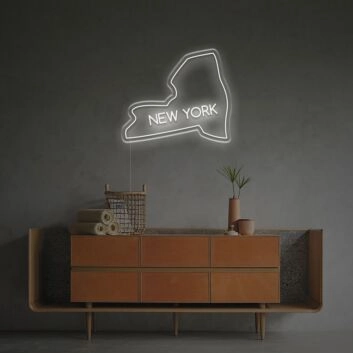 Enhance Your Space: New York Map Outline LED Neon Sign - Perfect for Bars, Offices, and Theme-Based Weddings