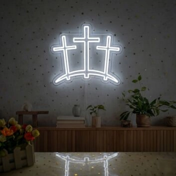 Bring a radiant glow to weddings, bars, and festive gatherings with the Three Ten Crosses LED Neon Sign.