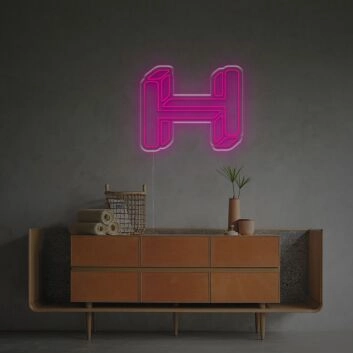 Brighten up Bars, Weddings, and Office Spaces with the Three-Dimensional Letter H LED Neon Sign.
