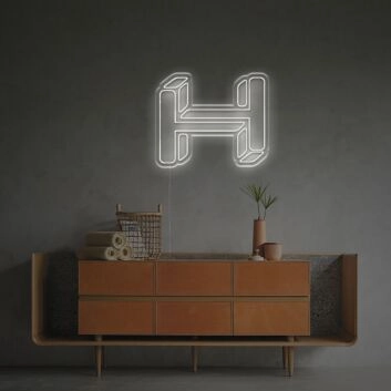 Brighten up Bars, Weddings, and Office Spaces with the Three-Dimensional Letter H LED Neon Sign.