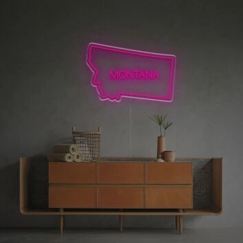 Brighten Your Space: Montana State Outline LED Neon Sign, Perfect for Home Decor, Office Ambiance, and Bar Settings.