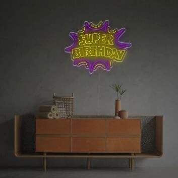 Brighten Up Your Celebrations: Super Birthday LED Neon Sign for Home, Bars, and Festive Gatherings.