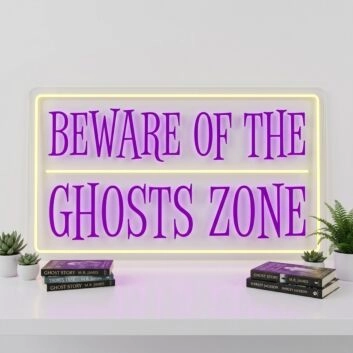 Transform Your Spooky Celebrations and Home Ambiance into a Ghostly Paradise with Beware Of The Ghosts Zone LED Neon Sign.