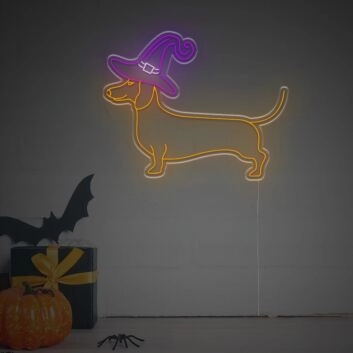 Brighten Your Home, Office, or Themed Party Ambiance with the Enchanting Dachshund With Wizard Hat LED Neon Sign