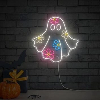 Brighten Up Your Home, Office, or Spooky-Themed Event with the Ghost With Followers LED Neon Sign.