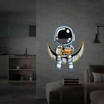 Brighten Up Your Space: Astronaut Hamburger UV Neon Sign for Bars, Bedrooms, and Parties