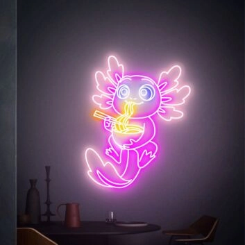 Brighten Your Space: Perfect for Home Decor, Office Ambiance, and Party Vibes with Axolotl Neon Light Axolotl Ramen Neon Sign Cute Axolotl Gifts.