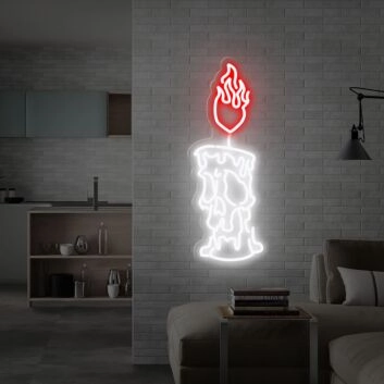 Enhance Your Space: Candle On Fire Neon Sign, Perfect for Game Rooms, Bars, and Trendsetting Home Decor