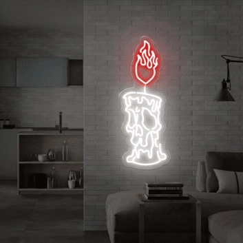 Enhance Your Space: Candle On Fire Neon Sign, Perfect for Game Rooms, Bars, and Trendsetting Home Decor
