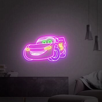 Brighten Up Your Game Room, Kid&#039;s Bedroom, or Birthday Bash with Cars Lightning McQueen Neon Sign - A Versatile Decor for Home, Office, and Celebratory Occasions.