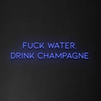 &#39;Fuck Water, Drink Champagne&#39; Neon Sign