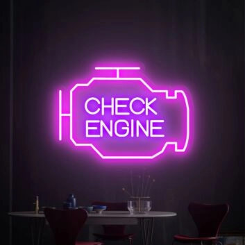 Brighten Up Your Garage, Man Cave, or Next Big Party with the Check Engine Light Neon Sign - The Perfect Gift for Dad and Car Enthusiasts.