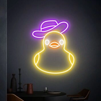 Brighten Up Your Bar, Game Room, or Man Cave with the Whimsical Cowboy Duck Led Sign - A Perfect Fusion of Fun and Light.