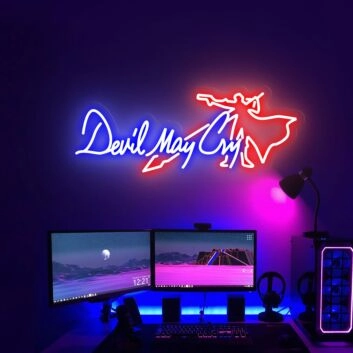 Elevate Your Game Room and Bar Ambiance with Dmc Neon Sign Devil May Cry Size And Color Neon Lights, Perfect for Home and Party Decor.
