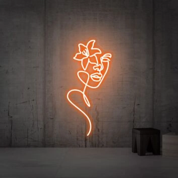 Brighten Your Space: Face With Flower LED Light Neon Sign for Versatile Home Decor, Office Elegance, and Dazzling Bar Atmospheres.