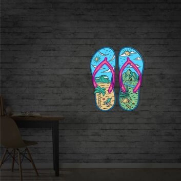 Brighten Up Your Beach House or Summer Party with Flip Flops Art Bedroom Led Uv Neon Sign