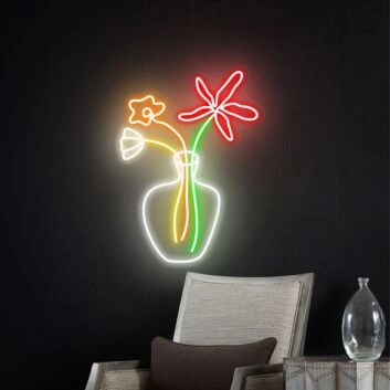 Brighten Your Space: Flower Neon Sign Wall Art for Bedroom, Party, and Wedding Elegance
