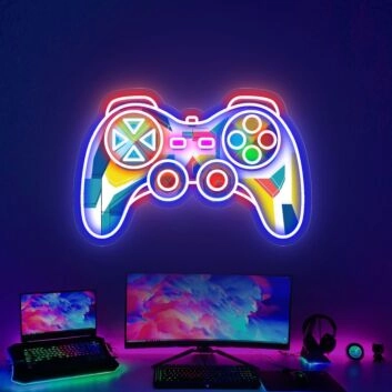 Light Up Your Game Room & Add A Vibrant Touch To Parties With The Game Handsign UV Neon Sign Art Decor.