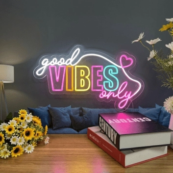 Brighten Your Space with Good Vibes Only Neon Sign: Perfect for Bedroom, Home Offices, Party Venues, and Wedding Celebrations Neon Lights.