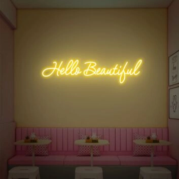 Brighten Up Your Space: Hello Beautiful Neon Sign Wall Art Perfect for Home Decor, Office Inspiration, and Bar Ambiance.