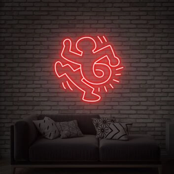 Light Up Your Space with Style: Keith Haring Street Art Neon Sign for Home, Office, and Bar Ambiance
