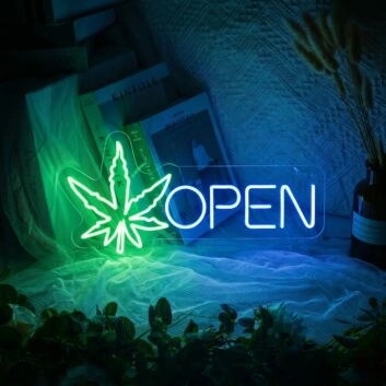 Elevate Your Space: Versatile Open Cannabis Led Neon Sign Wall Art for Chic Home Decor, Trendy Office Spaces, or Lively Bar Atmospheres