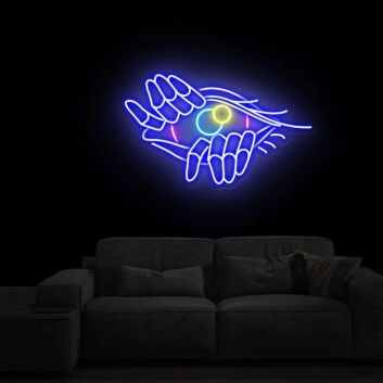 Brighten Your Living Space, Office, or Celebrate in Style with Open The Evil Eye Neon Signs - The Ultimate Game Neon Home Decor and Perfect Neon Party or Thanksgiving Gift.