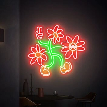 Brighten Your Space: Popping Flowers Led Neon Sign Handmade Flowers for Room Light Decor, Perfect for Weddings, Bar Ambiance, and Home Elegance.