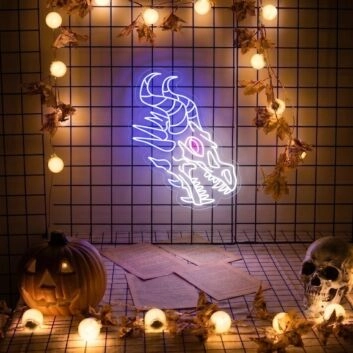 Brighten Your Home, Bar, or Game Room Ambiance with Skull Dragon Neon Sign For Wall.