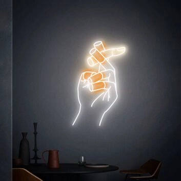 Bring a vibrant glow to your bedroom, bar, and wedding decorations with the Smoking Hand With Finger Neon Sign - The Ultimate Neon Wall Decor.