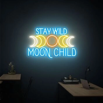 Brighten Up Your Space: Perfect for Home Decor, Office Ambiance, and Bar Enlightenment with Stay Wild Moon Tree Child Neon Sign Wall Decor.