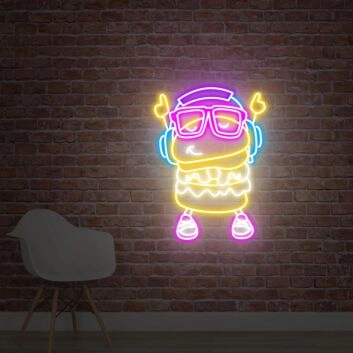 Brighten Up Your Child's Bedroom or Playroom with The Burger Kid Neon Sign Gift To Children Who Love Music - Perfect for Birthday Celebrations and Musical Themes.