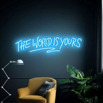 Brighten Up Your Home, Office, or Party Space with The World Is Yours Neon Sign Wall Decor – Perfect for Creating a Vibrant Atmosphere in Any Setting.