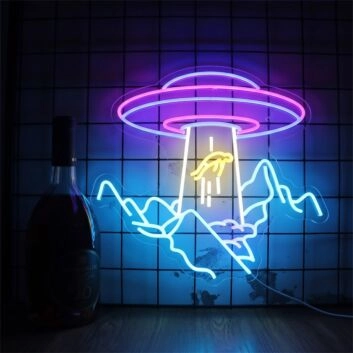 Light Up Your Evenings: Bedroom UFO Sign for Enchanting Wall Decor at Parties, Weddings, and Home Gatherings.
