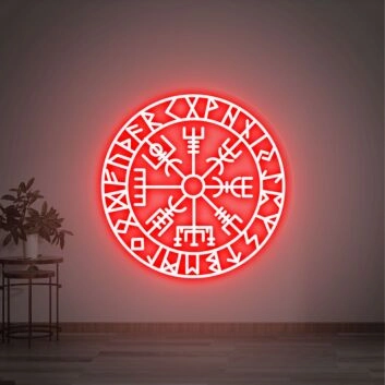 Enhance Your Space: Art Vegvisir Runic Neon Sign Wall Decor Viking Compass - Perfect for Home, Office, Bar, and Themed Events.
