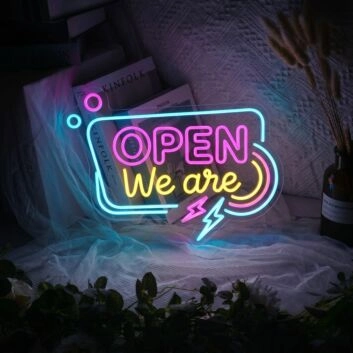 Brighten Your Business or Celebrate in Style with the We Are Open Neon Sign - Perfect for Shops, Bars, Weddings, and Parties.
