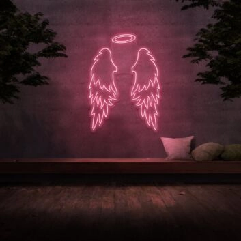 Big Angel Wings &amp; Halo Neon Sign