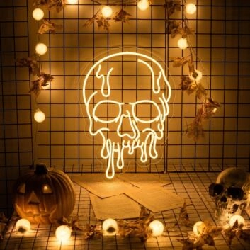 Elevate Your Space: Dripping Skull Neon Sign Wall Art for Home Decor, Office Ambiance, or Hauntingly Chic Bar and Party Settings