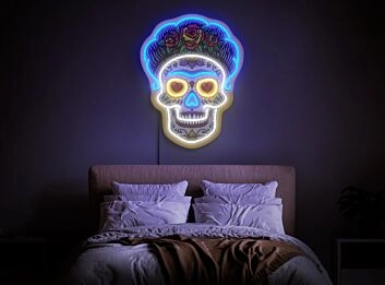 Brighten Your Home, Office, and Special Celebrations with the Sugar Skull Pop Art Artwork Decor LED UV Neon Sign