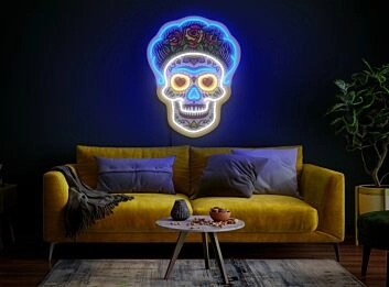 Brighten Your Home, Office, and Special Celebrations with the Sugar Skull Pop Art Artwork Decor LED UV Neon Sign