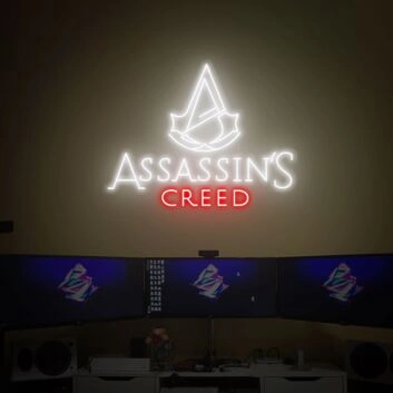 Elevate Your Gaming Space or Bar Ambiance with the Assassin&#039;s Creed Art LED Neon Sign Wall Art Gift