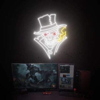 Enhance Your Bar or Man Cave Ambiance with Cool Skull Led Neon Sign Smoking Art Artwork Wall Decoration.