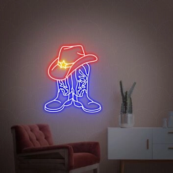 Brighten Your Western Themed Parties and Spaces with Cowboy Boot Led Neon Sign Meowdy Cowboy Cat Decor - Perfect for Home, Offices, Bars, and Weddings!