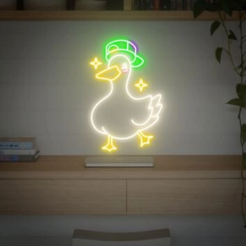 Brighten Your Space: Dancing Duck With Cap Led Sign for Vibrant Home Decor, Cozy Cafes, and Whimsical Office Settings